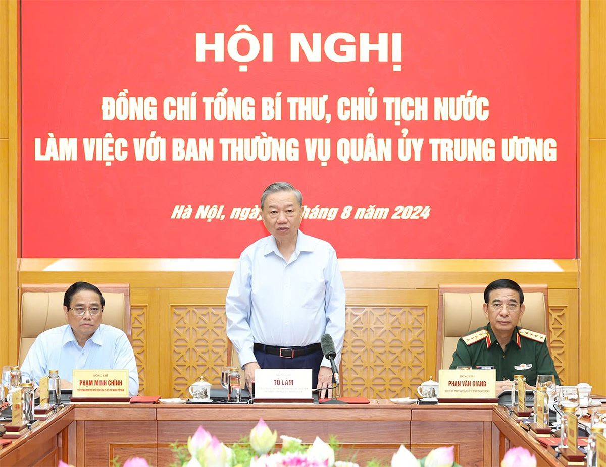 Tổng Bí thư, Chủ tịch nước Tô Lâm làm việc với Ban Thường vụ Quân ủy Trung ương